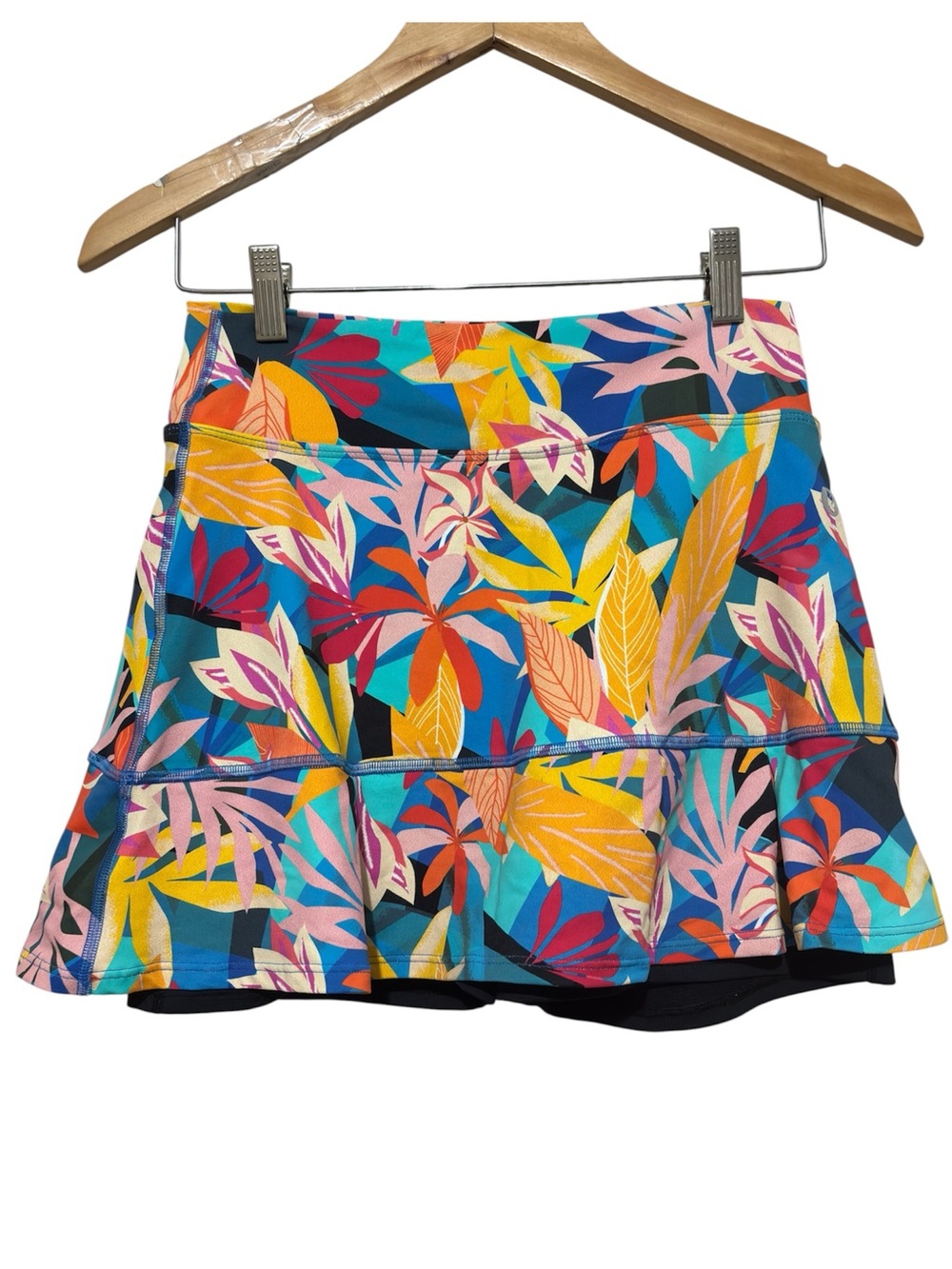 Dona Jo Tropical Multi-Color Flared Skort Skirt Size 1.5 Medium Pickleball golf - Picture 9 of 9